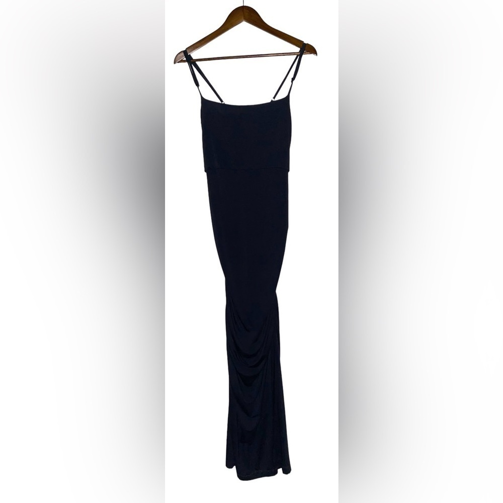 By Anthropologie Cowl Neck Ruched Bodycon Maxi Dress Women L NEW Elegance Glam